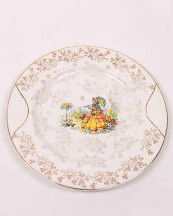 Vintage Sampson Smith Staffordshire Decorative Lady Plate Gold Trim