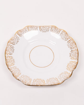 Duchess Bone China Saucer, Gold Floral Detailing, Made in England