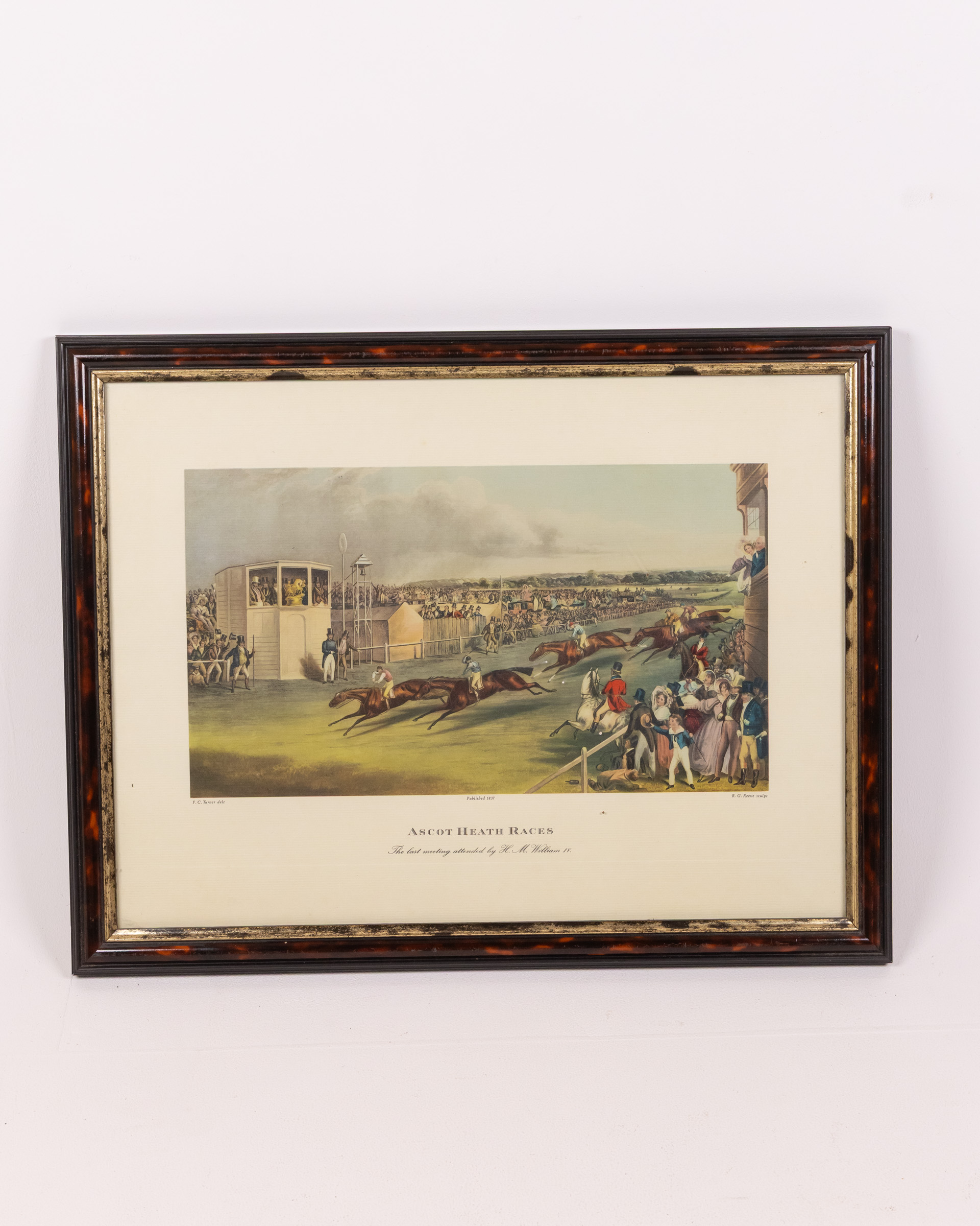 Vintage Ascot Heath Races Framed Print, Equestrian Artwork, Published 1837