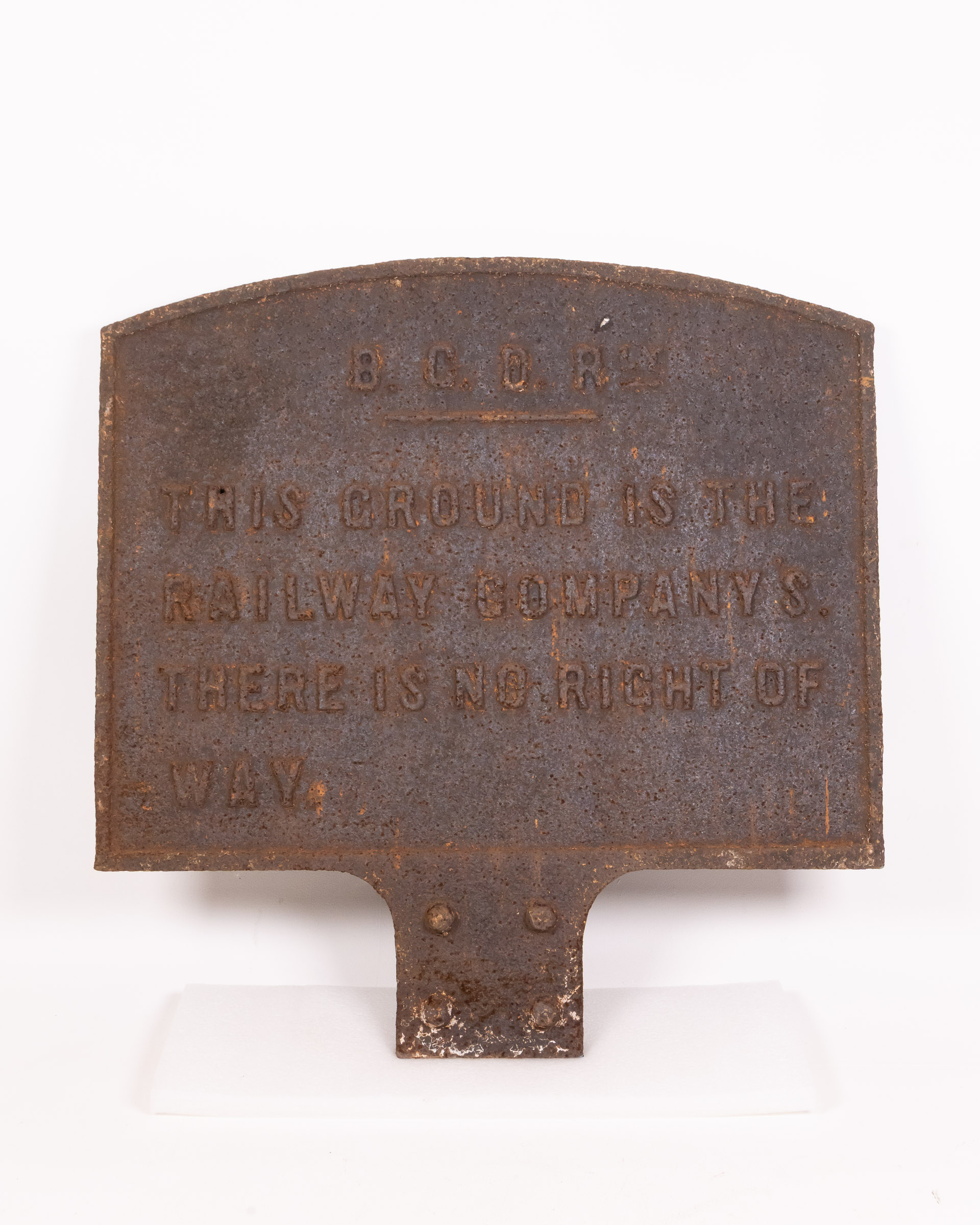 Vintage Cast Iron Railway Sign with B.C.D. Rly Marking