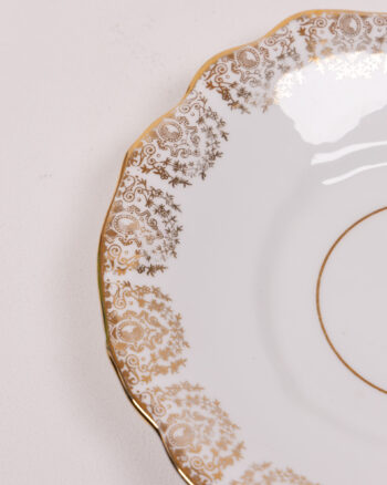 Duchess Bone China Saucer, Gold Floral Detailing, Made in England