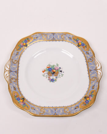 Vintage Wetley China Cake Plate, Gold Gilded Floral Design, England