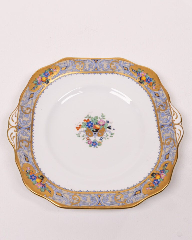 Vintage Wetley China Cake Plate, Gold Gilded Floral Design, England
