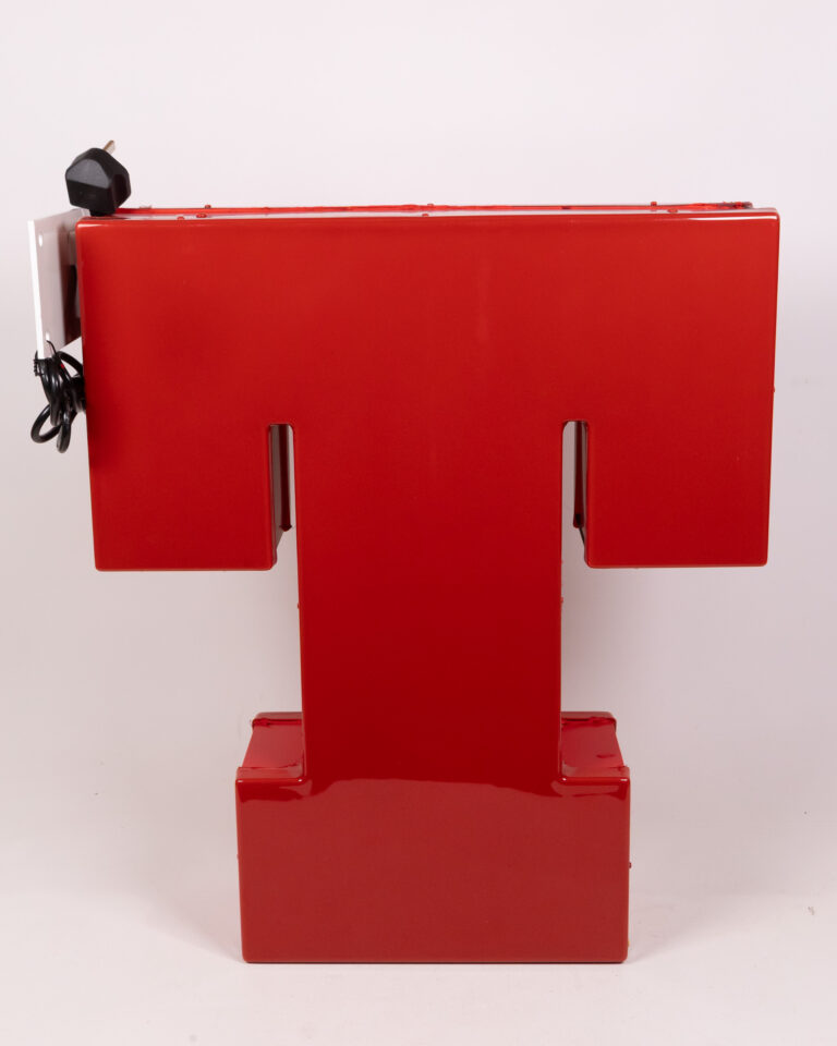 Red Metal Letter 'T' Sign with White Back