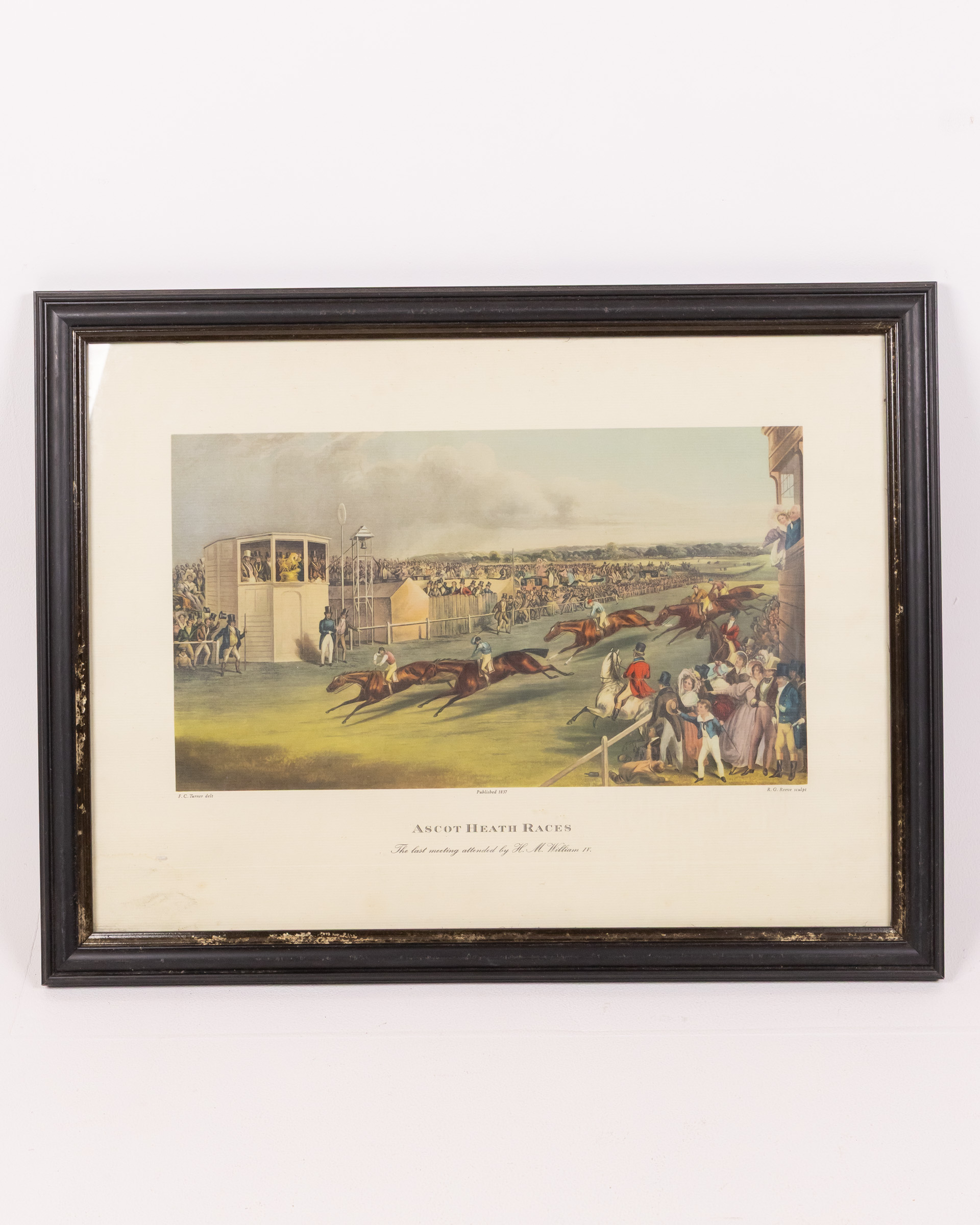 Vintage Ascot Heath Races Framed Print Published 1837 Horse Racing Art