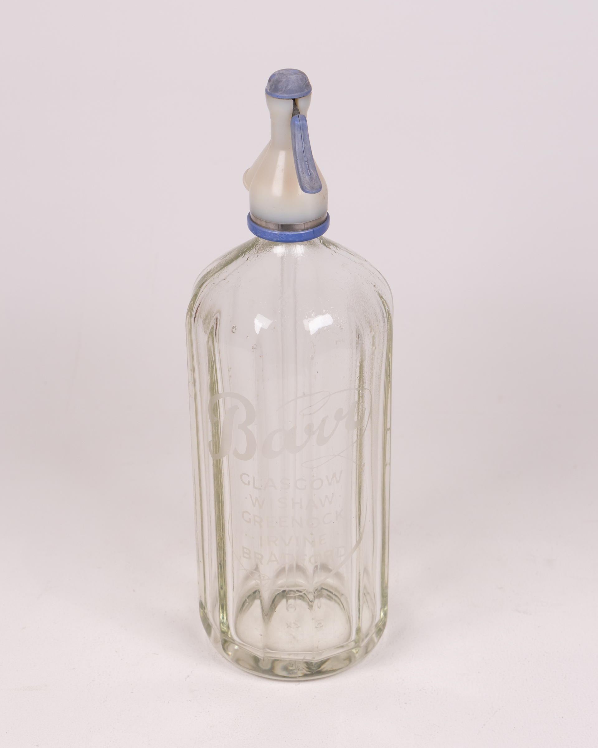 Vintage Barr Glass Soda Siphon with Blue Accents