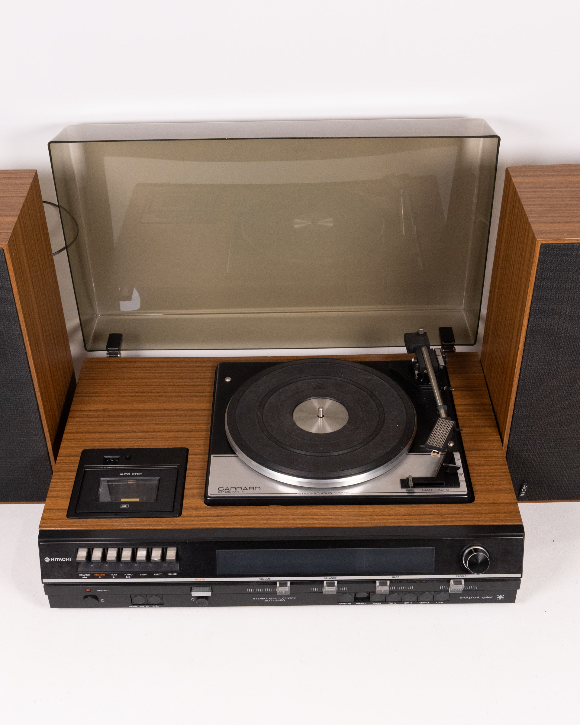 Vintage Hitachi Stereo Music System with Garrard Turntable