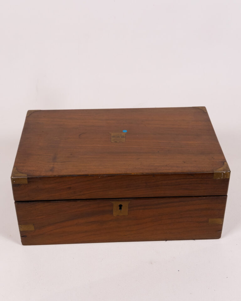 Vintage Wood Writing Slope Box with Leather