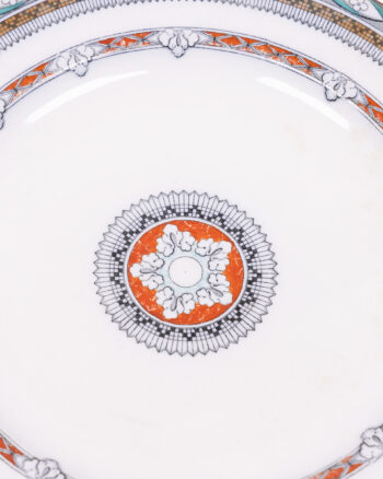 Vintage Decorative Ceramic Plate, Ornate Floral & Geometric Design, White
