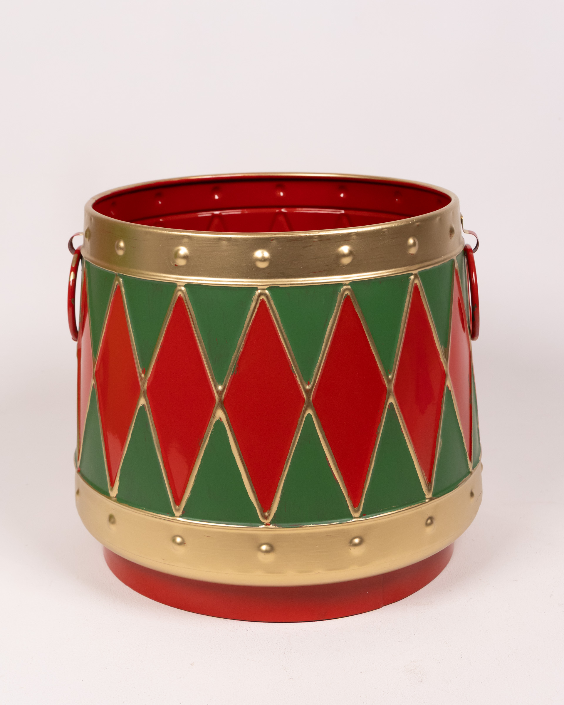 Medium Festive Drum-Shaped Christmas Plant Pot Holder