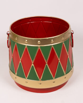 Medium Festive Drum-Shaped Christmas Plant Pot Holder