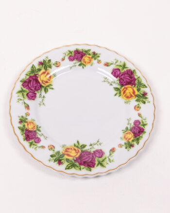Floral Decorative Plate with Rose Design and Gold Trim, Trade Winds