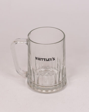 Whittley’s Clear Glass Tankard Beer Mug Pub Barware Collectible
