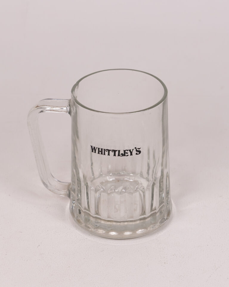 Whittley's Clear Glass Tankard Beer Mug Pub Barware Collectible
