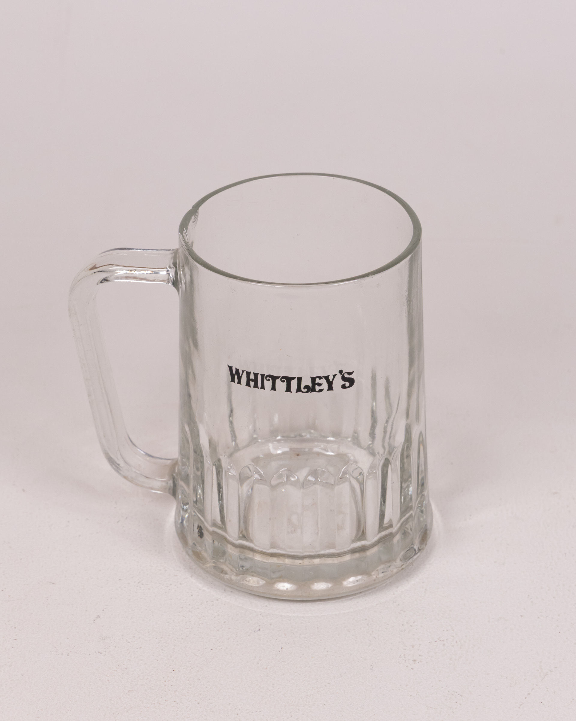 Whittley’s Clear Glass Tankard Beer Mug Pub Barware Collectible