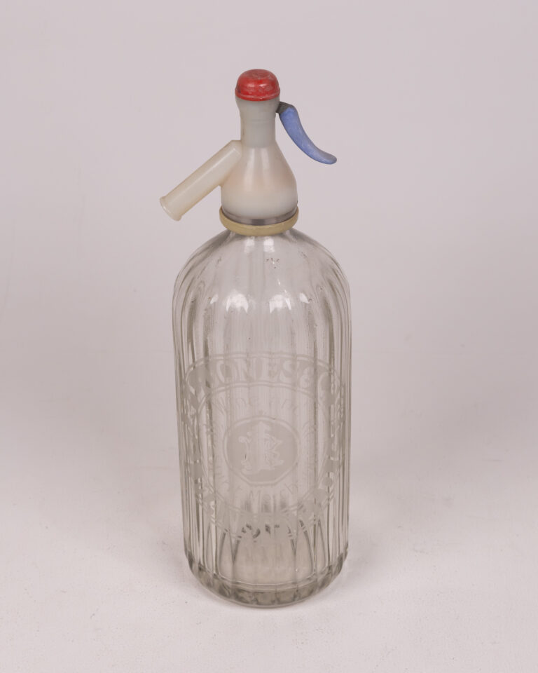 Vintage 'JONES & CO' Glass Soda Siphon with Plastic Top