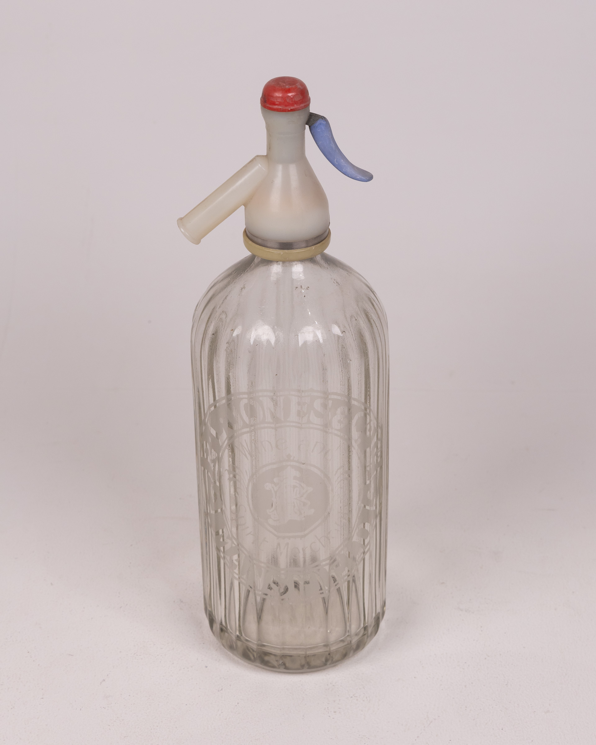 Vintage ‘JONES & CO’ Glass Soda Siphon with Plastic Top
