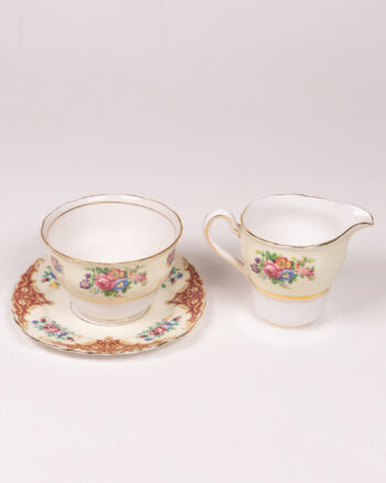 Colclough Cream Floral Bone China Tea Set – Teacup, Saucer and Jug
