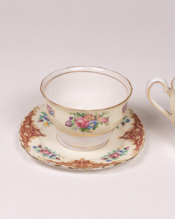 Colclough Cream Floral Bone China Tea Set – Teacup, Saucer and Jug