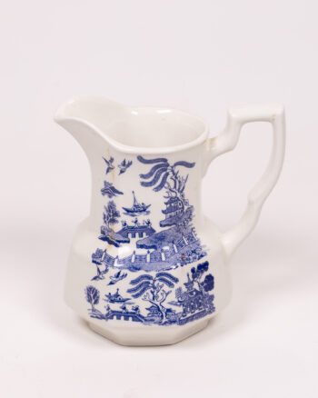 Vintage Blue Willow Cream Jug by Regal, Hexagonal China Milk Pitcher
