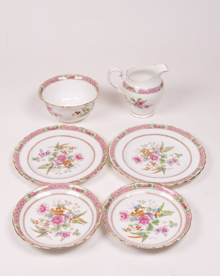 Tuscan Fine English Bone China Tea Set, Floral Bird Motif, Sugar Bowl