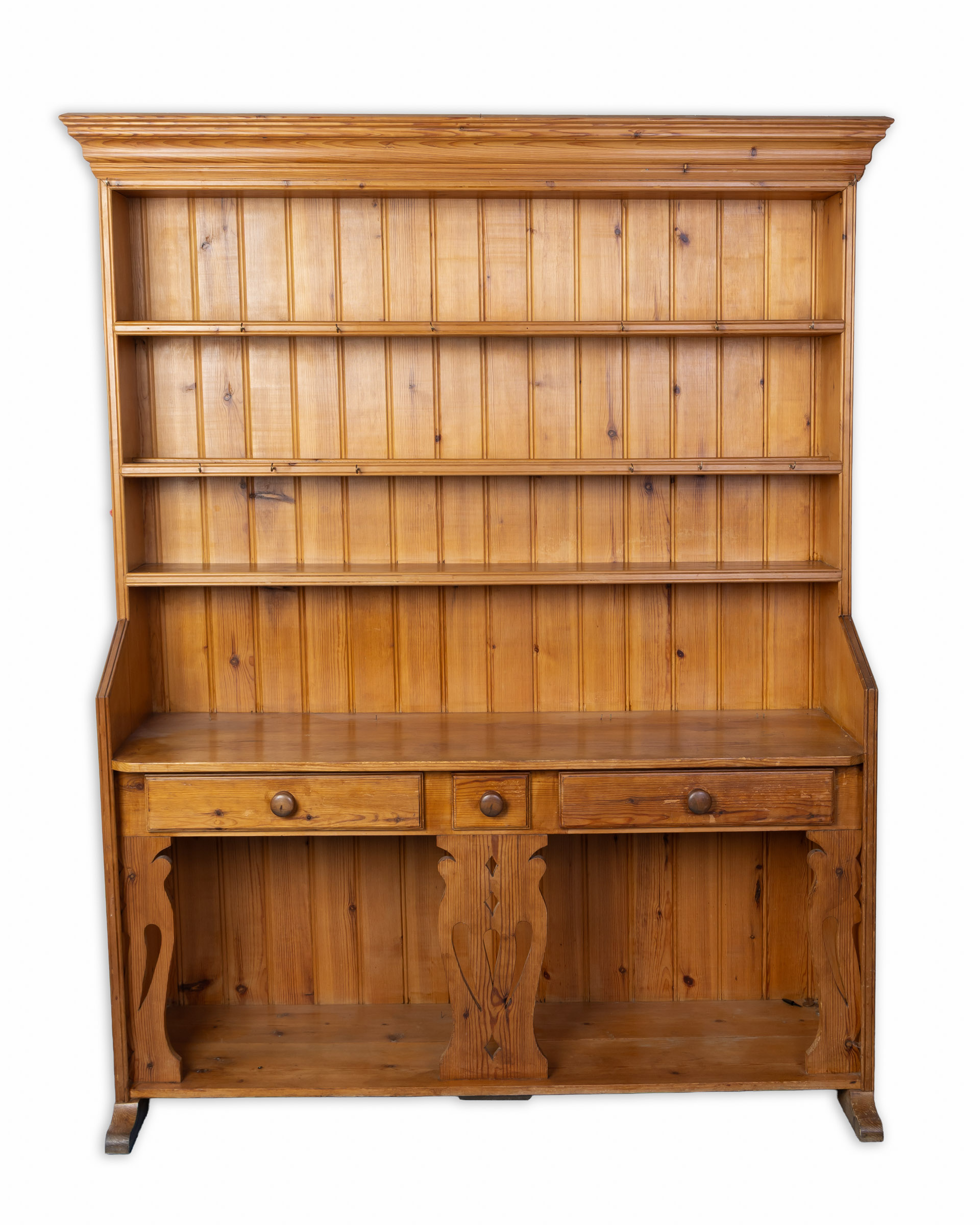 Vintage Pine Welsh Dresser, Open Shelves & Drawers, Kitchen Storage