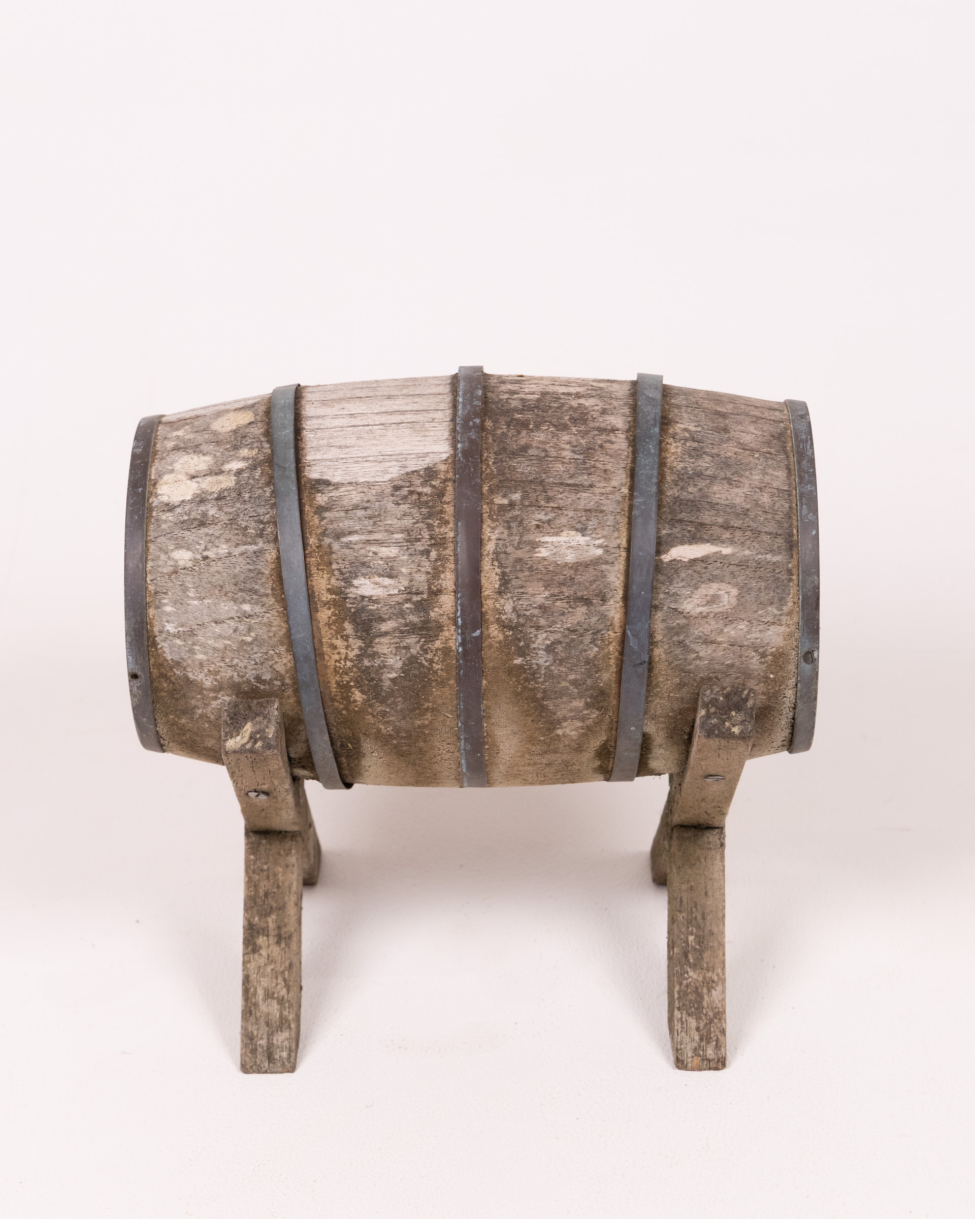 Rustic Wooden Barrel on Stand for Garden or Home Bar Decor