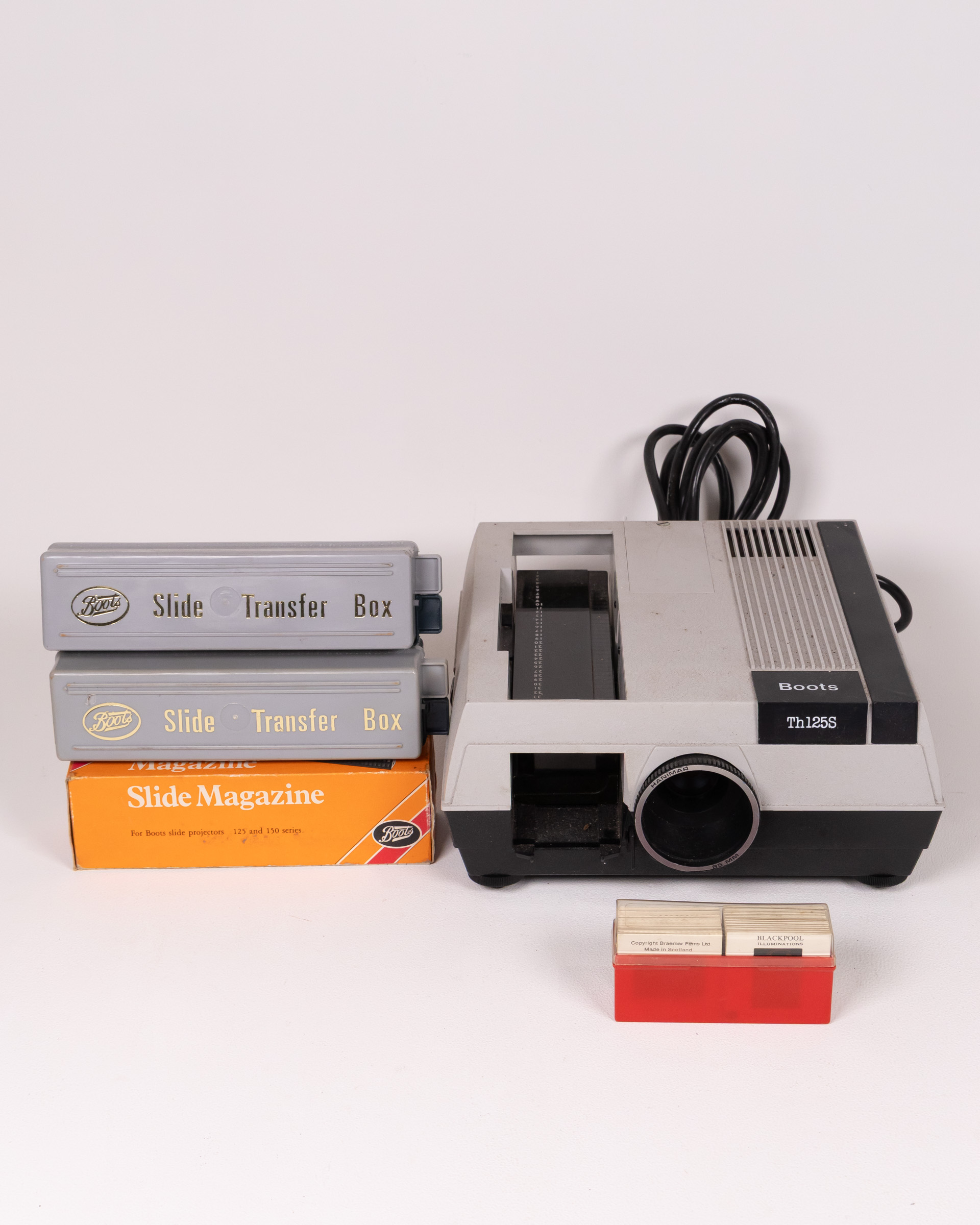 Vintage Boots Th125S Slide Projector Set w/ Slides & Transfer Boxes