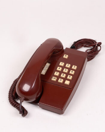 Vintage Brown British Telecom Push-Button Telephone, Retro Office Decor