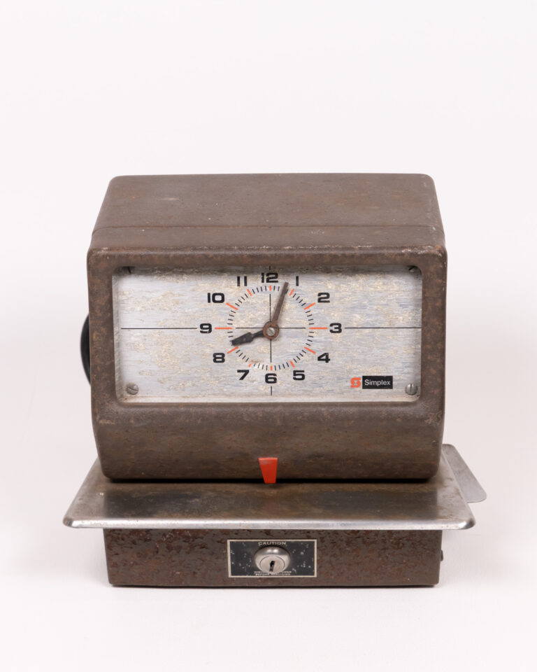 Vintage Simplex Time Recorder Clock, Industrial Style, Distressed Metal