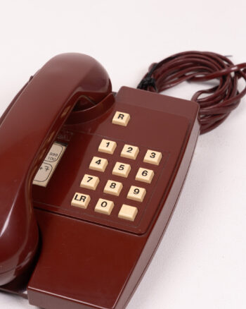 Vintage Brown British Telecom Push-Button Telephone, Retro Office Decor