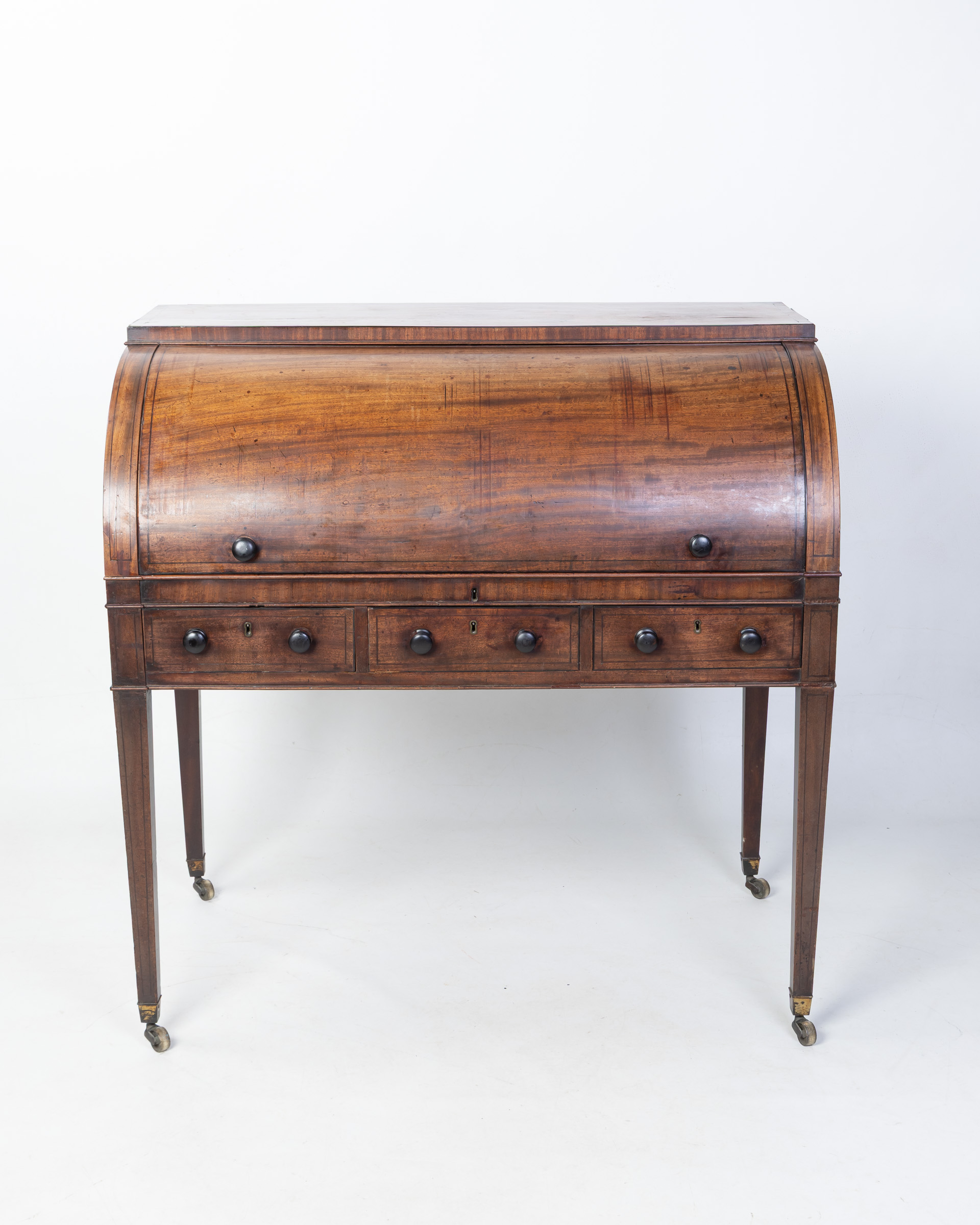 Georgian Roll Top Desk, Circa 1800 Mahogany Antique Writing Table