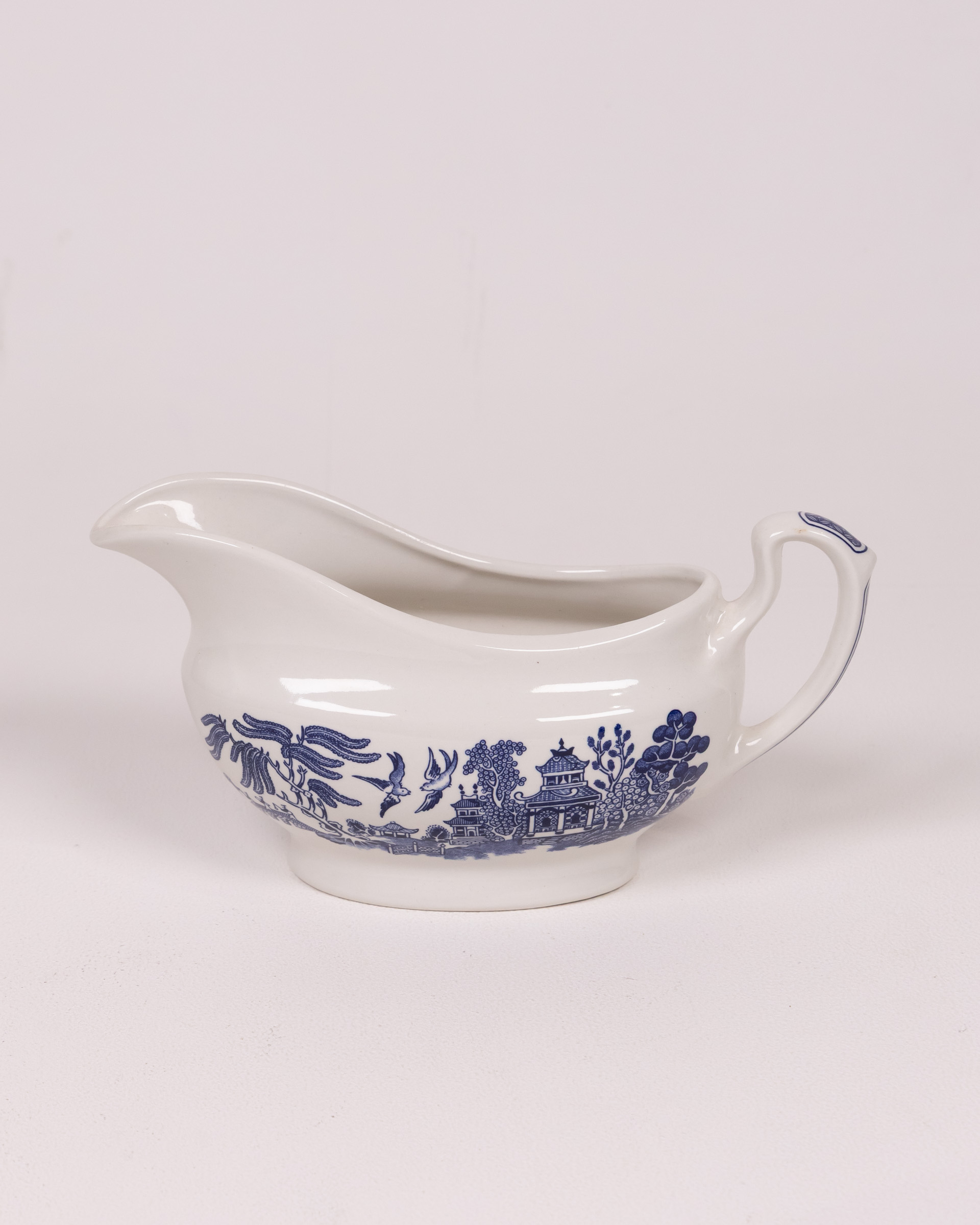 Churchill England Willow White & Blue Ceramic Gravy Boat / Sauce Boat