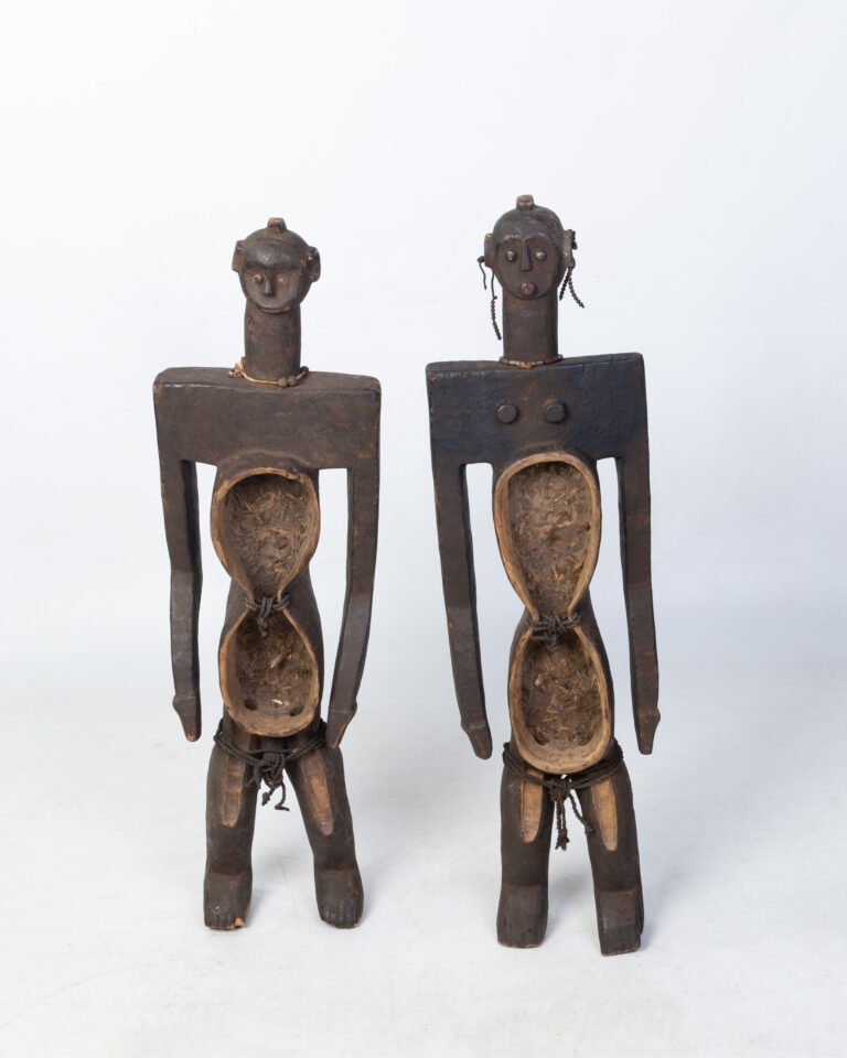 Vintage Tribal Koro  Wooden Statues - Pair of Carved African Style Figures