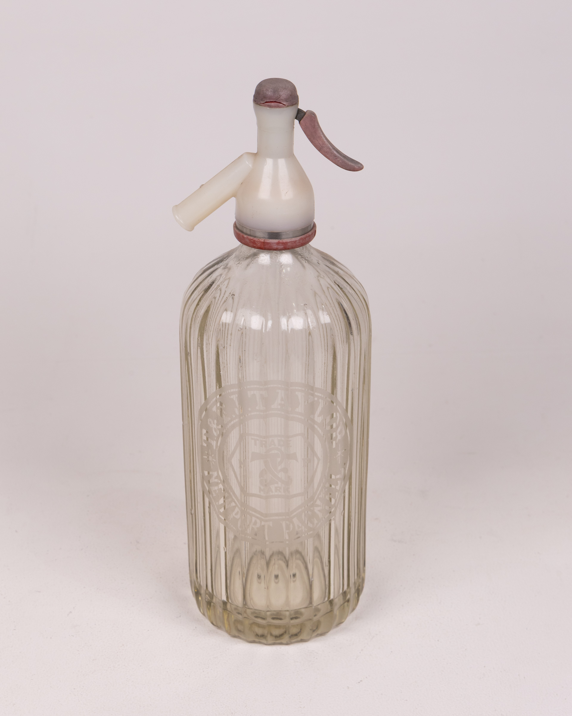 Vintage Glass Soda Siphon with Etched Design