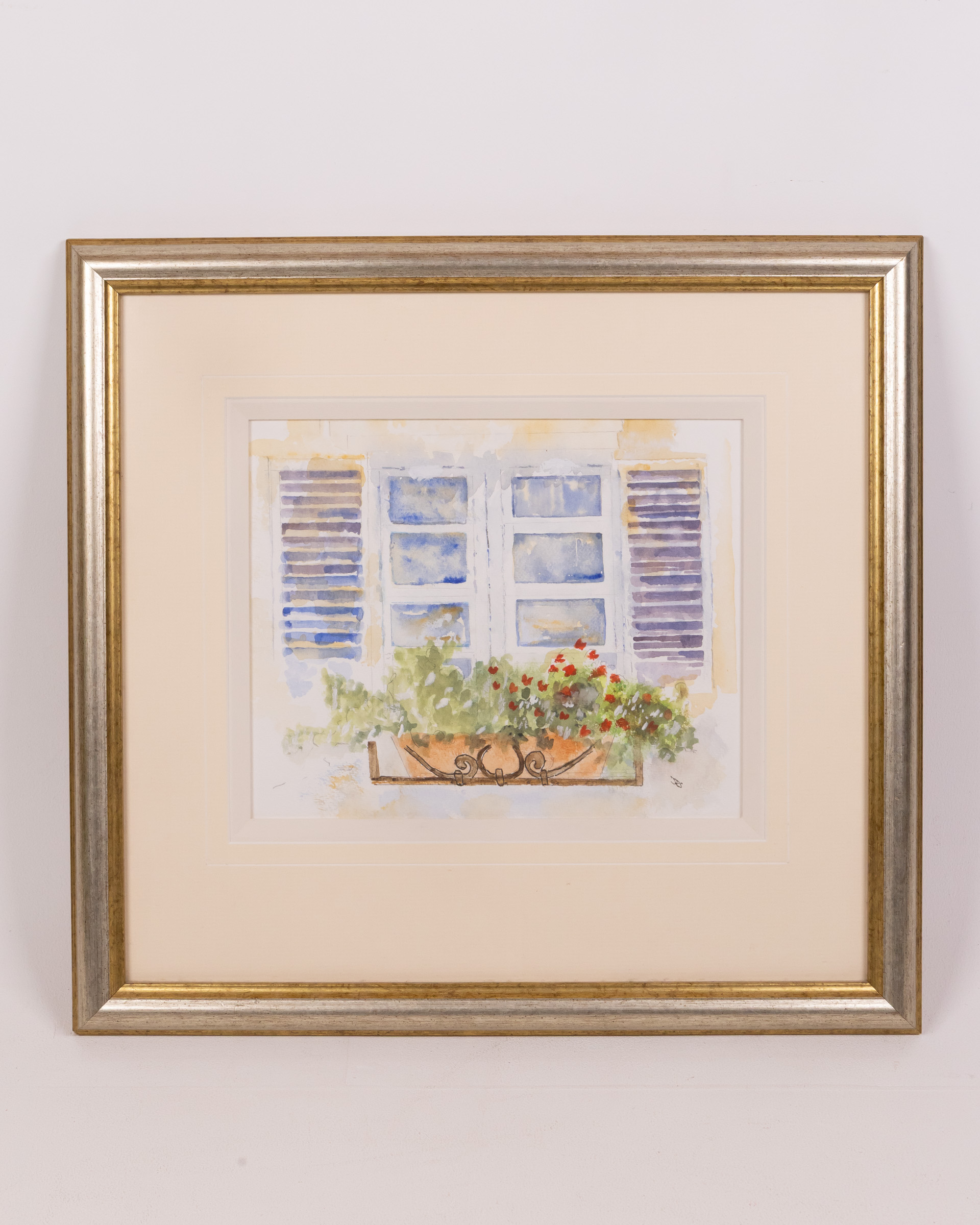 Framed Watercolour Painting with Window Box Design