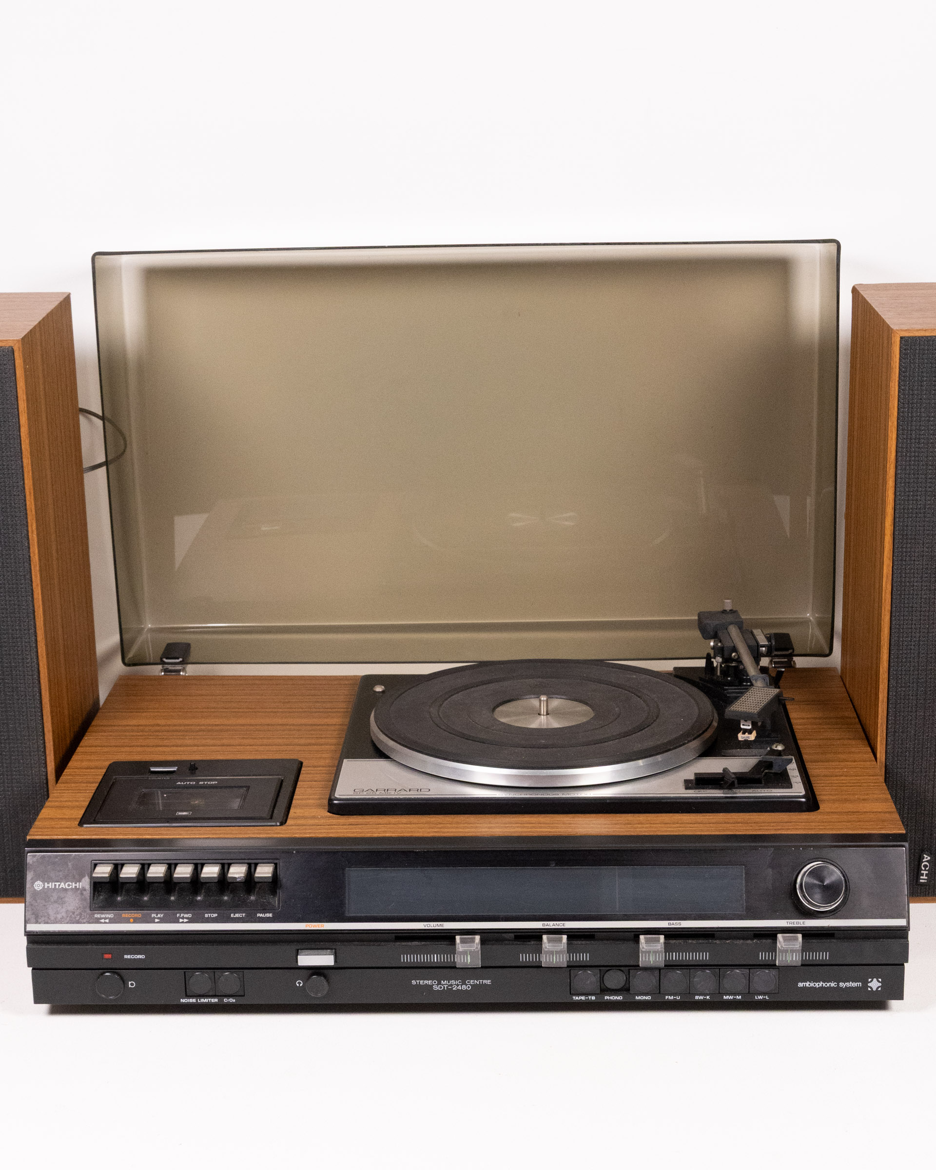 Vintage Hitachi Stereo Music System with Garrard Turntable