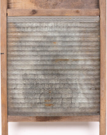 Vintage Wood Framed Washboard with Metal Ribbed Surface