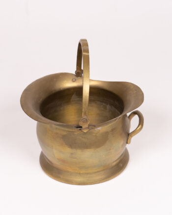 Antique Tarnished Brass Coal Scuttle Bucket Fireplace Accessory