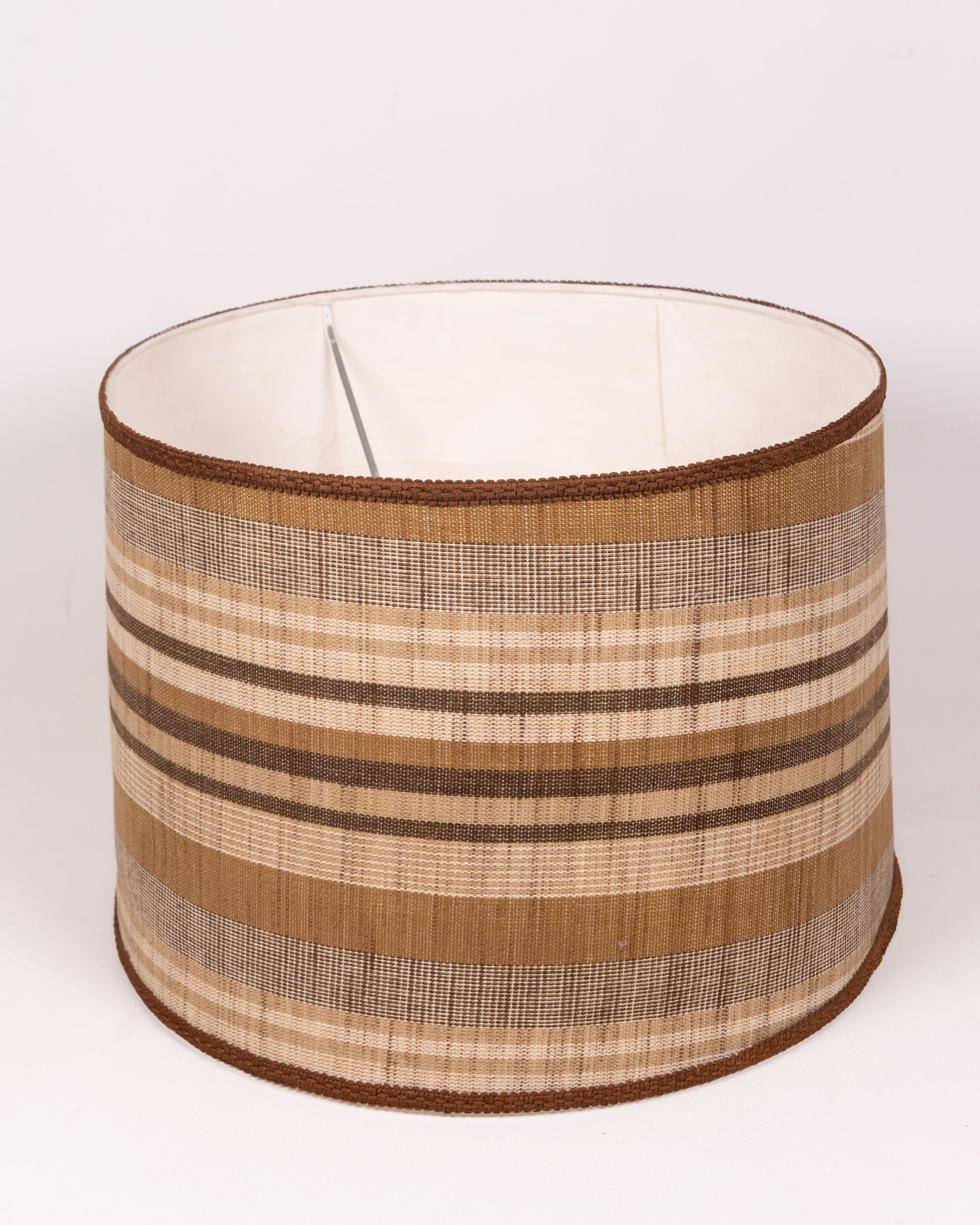 Tan Striped Fabric Drum Lamp Shade, Modern Light Fitting Accessory