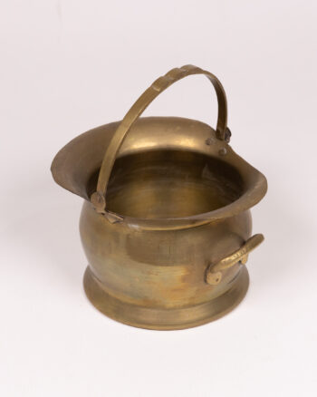 Antique Tarnished Brass Coal Scuttle Bucket Fireplace Accessory