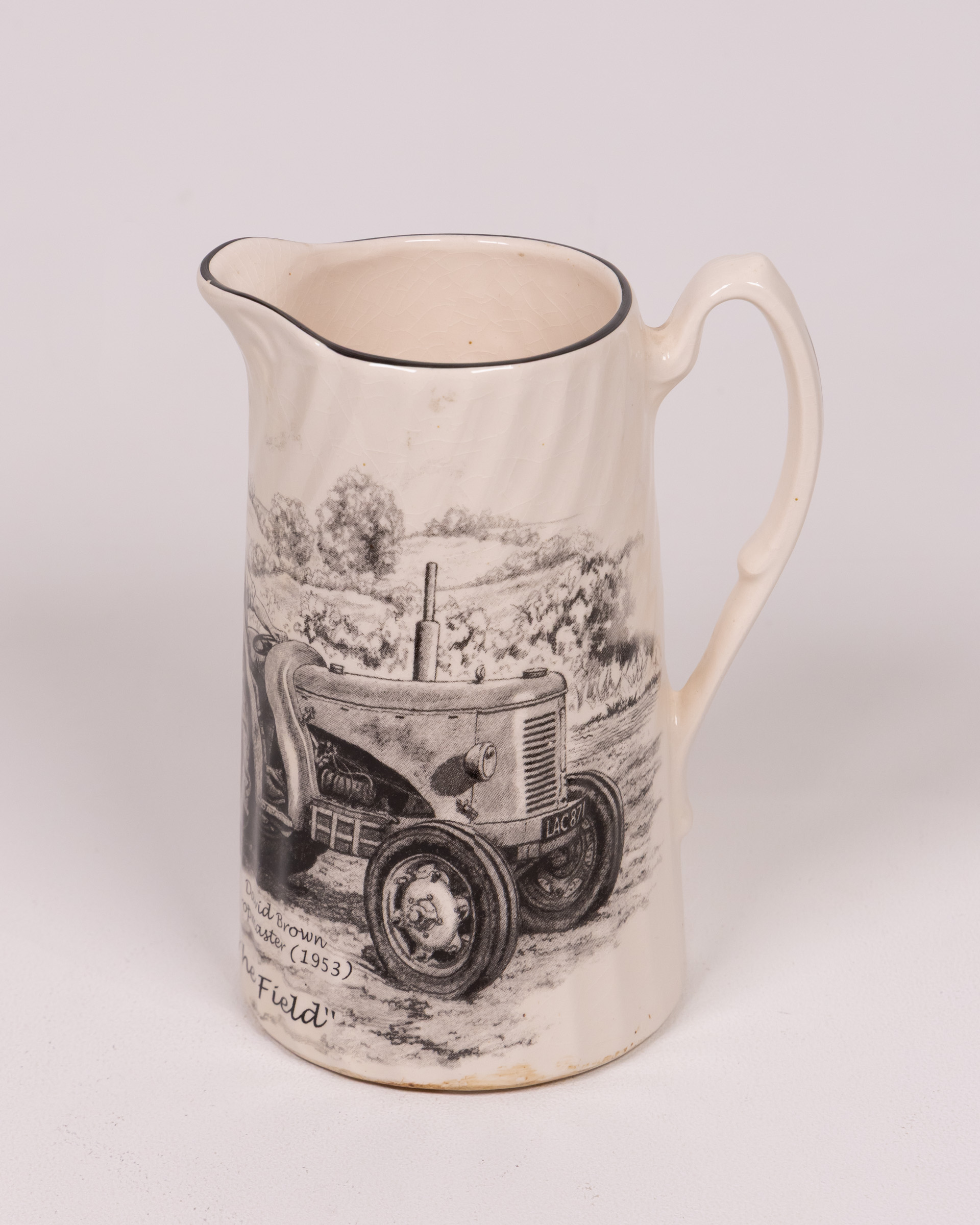 Vintage Cream Ceramic Jug with David Brown Cropmaster Tractor Design