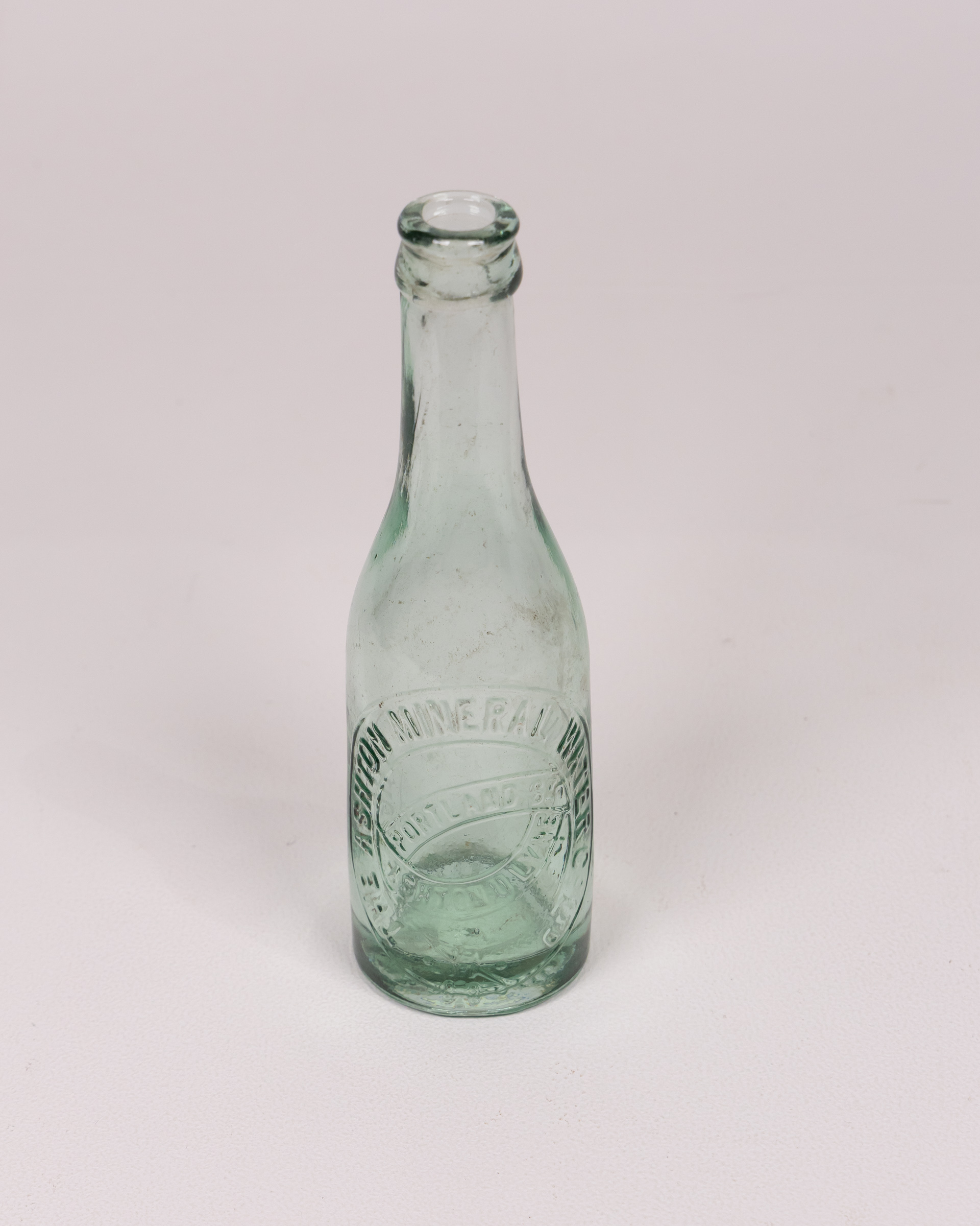 Vintage Ashton Mineral Water Bottle, Portland Street, Light Green Glass