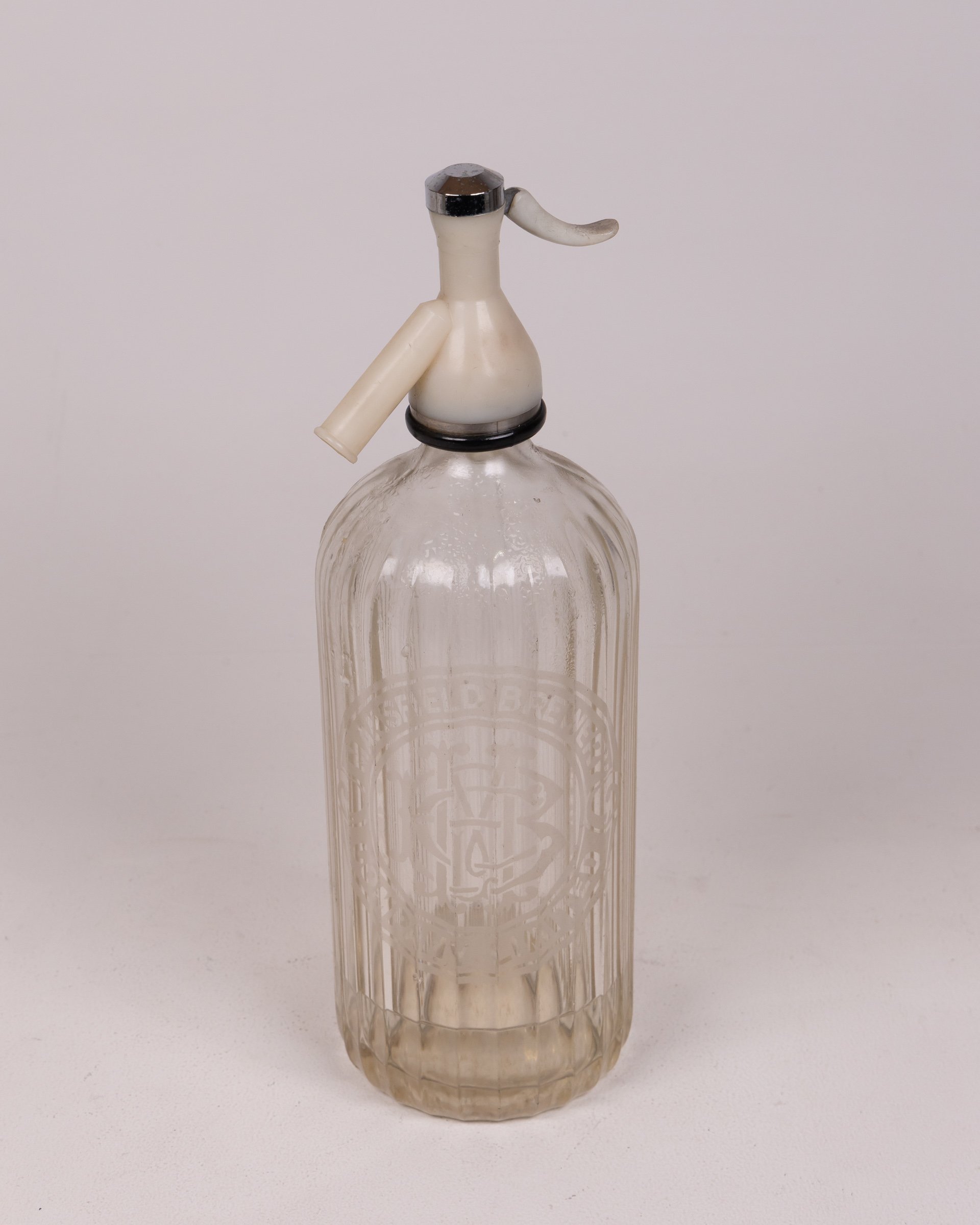 Vintage Glass Soda Siphon with Embossed Logo