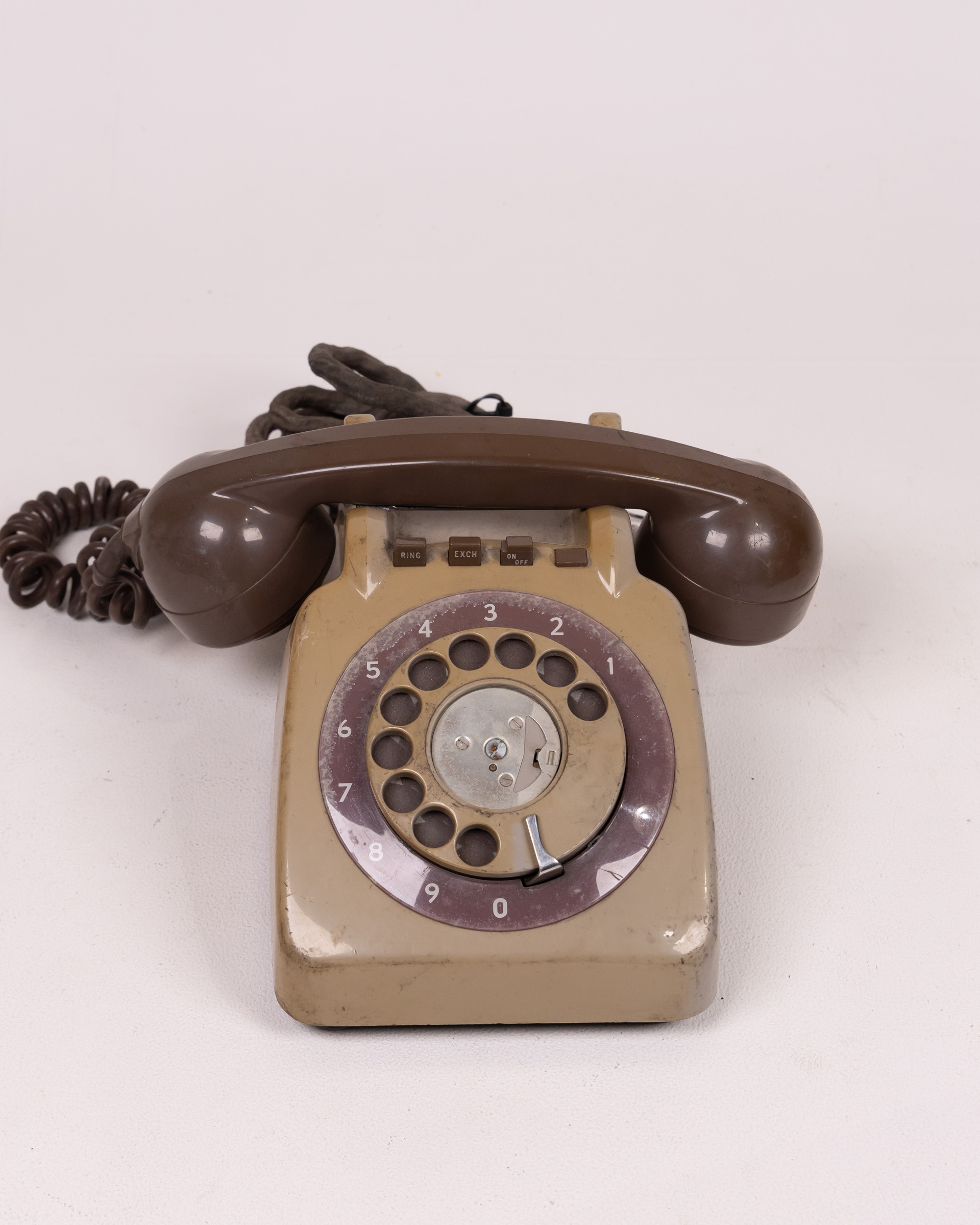 Vintage Brown and Beige Rotary Dial Telephone, Retro Telephone, Telephone