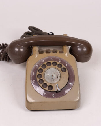 Vintage Brown and Beige Rotary Dial Telephone, Retro Telephone, Telephone