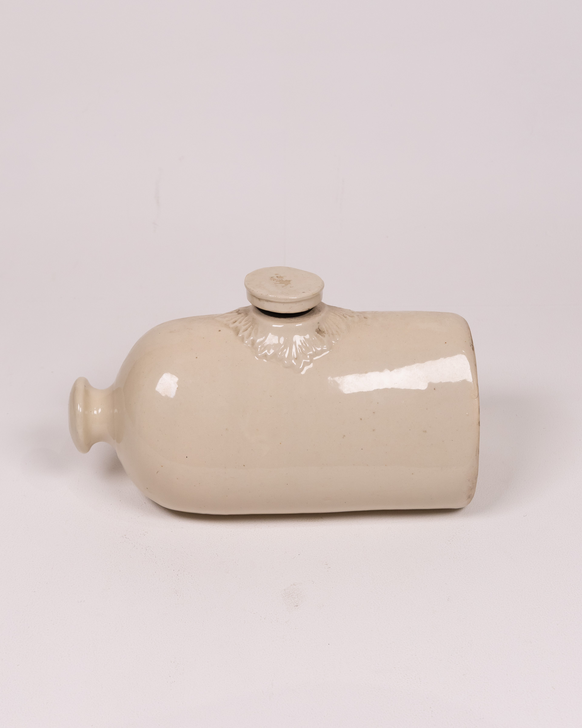 Vintage Grimwades Stoneware Bed Warmer Hot Water Bottle, Cream Ceramic