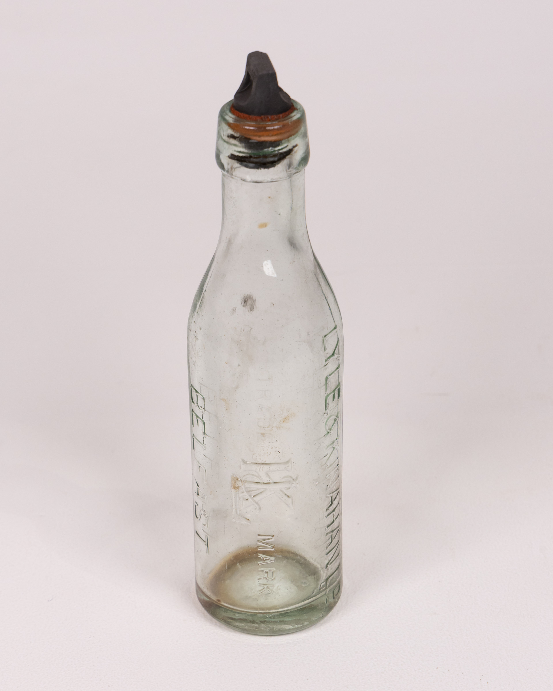 Vintage Lyle & Kinahan’s Belfast Glass Bottle with Stopper