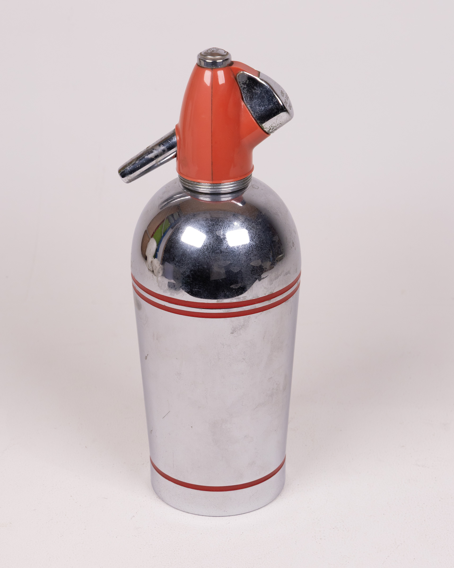 Vintage Chrome and Orange Plastic Soda Syphon Dispenser