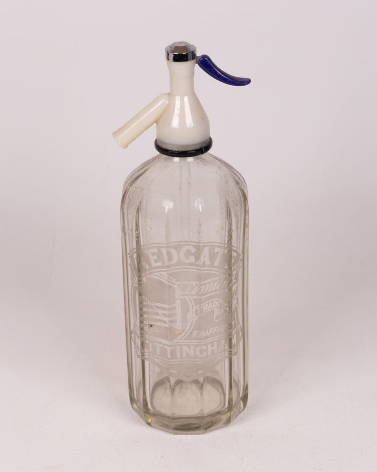 Vintage Redgate Glass Soda Siphon with Blue Lever